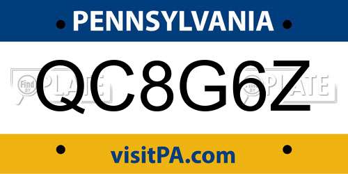 QC8G6Z Pennsylvania License Plate
