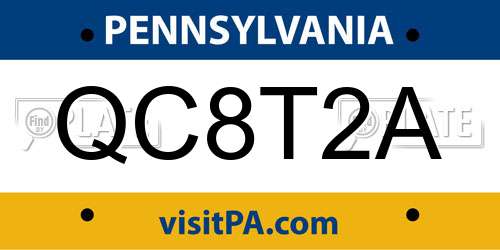 QC8T2A Pennsylvania License Plate