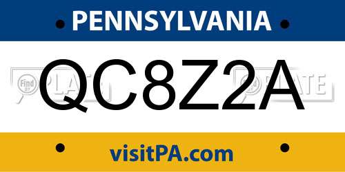 QC8Z2A Pennsylvania License Plate