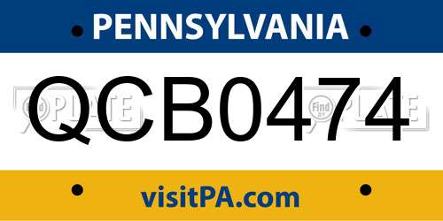 QCB0474 Pennsylvania License Plate
