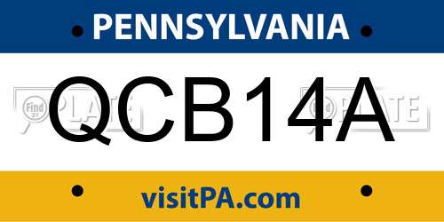 QCB14A Pennsylvania License Plate