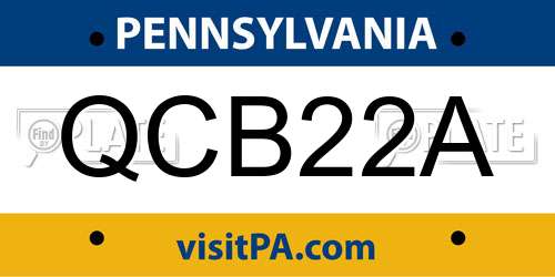 QCB22A Pennsylvania License Plate