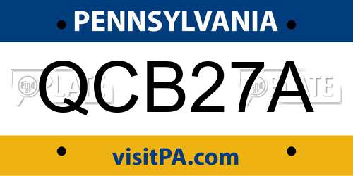 QCB27A Pennsylvania License Plate