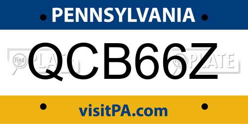 QCB66Z Pennsylvania License Plate