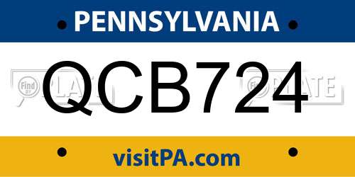 QCB724 Pennsylvania License Plate