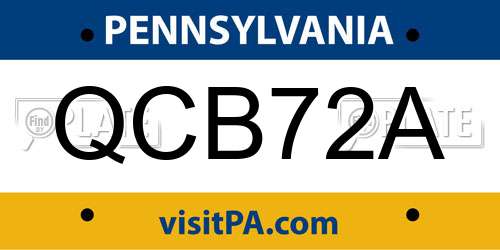 QCB72A Pennsylvania License Plate