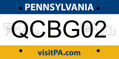 QCBG02 Pennsylvania License Plate