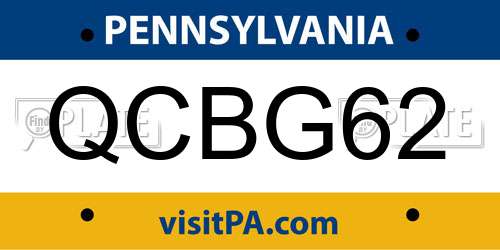 QCBG62 Pennsylvania License Plate
