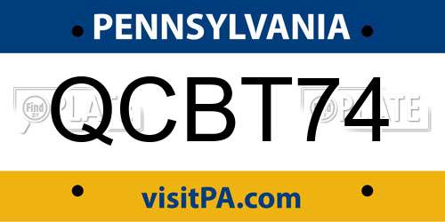QCBT74 Pennsylvania License Plate