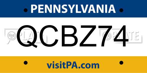 QCBZ74 Pennsylvania License Plate