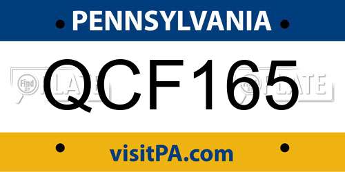 QCF165 Pennsylvania License Plate