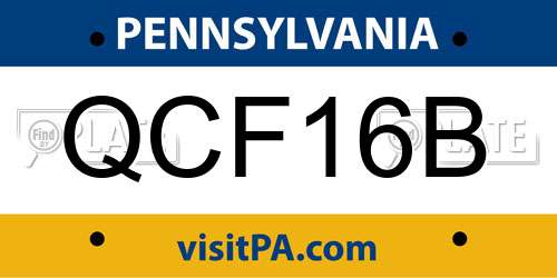 QCF16B Pennsylvania License Plate
