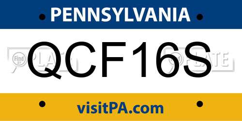 QCF16S Pennsylvania License Plate
