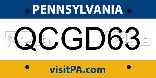 QCGD63 Pennsylvania License Plate
