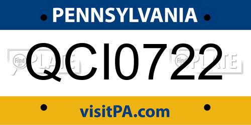 QCI0722 Pennsylvania License Plate