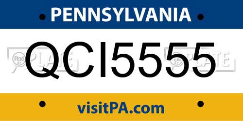 QCI5555 Pennsylvania License Plate