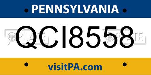 QCI8558 Pennsylvania License Plate