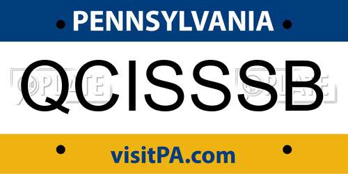QCISSSB Pennsylvania License Plate