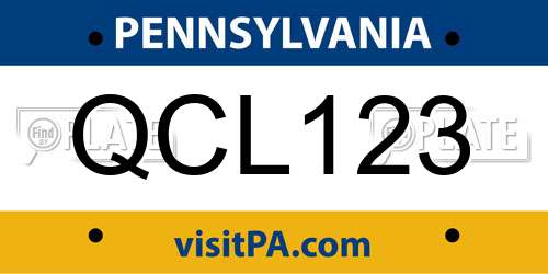 QCL123 Pennsylvania License Plate