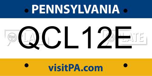 QCL12E Pennsylvania License Plate