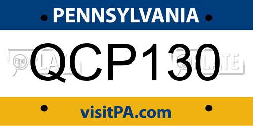 QCP130 Pennsylvania License Plate