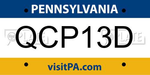 QCP13D Pennsylvania License Plate