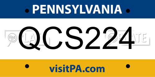 QCS224 Pennsylvania License Plate