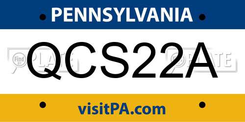 QCS22A Pennsylvania License Plate