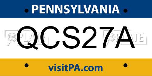QCS27A Pennsylvania License Plate