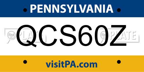 QCS60Z Pennsylvania License Plate