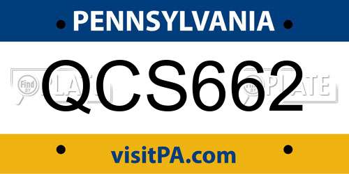 QCS662 Pennsylvania License Plate