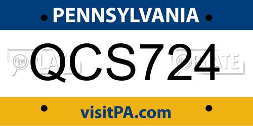 QCS724 Pennsylvania License Plate