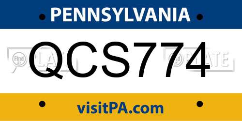 QCS774 Pennsylvania License Plate