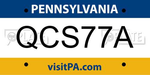 QCS77A Pennsylvania License Plate