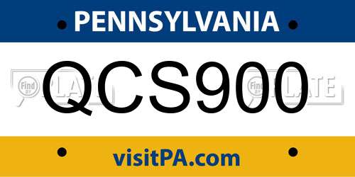 QCS900 Pennsylvania License Plate