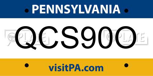 QCS90O Pennsylvania License Plate