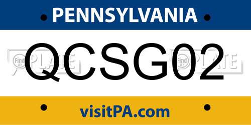 QCSG02 Pennsylvania License Plate