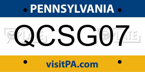 QCSG07 Pennsylvania License Plate