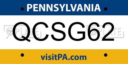 QCSG62 Pennsylvania License Plate