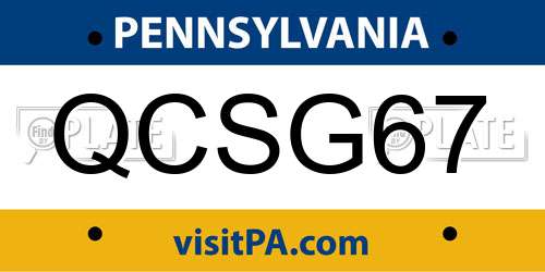 QCSG67 Pennsylvania License Plate