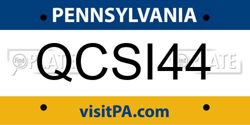 QCSI44 Pennsylvania License Plate