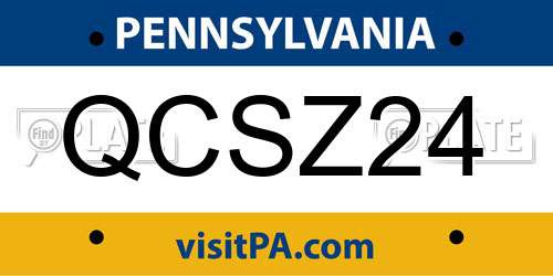 QCSZ24 Pennsylvania License Plate