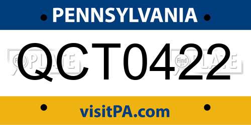 QCT0422 Pennsylvania License Plate