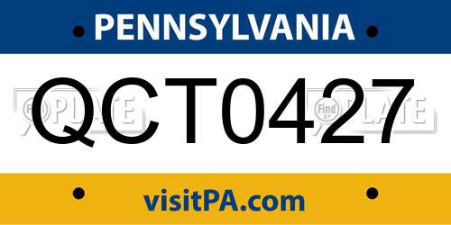 QCT0427 Pennsylvania License Plate
