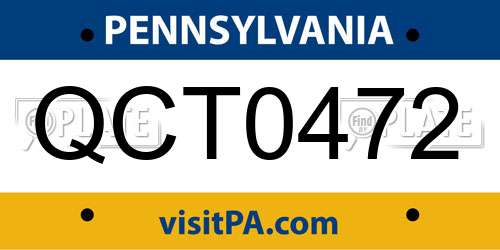 QCT0472 Pennsylvania License Plate
