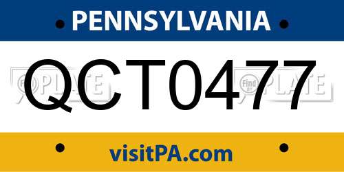 QCT0477 Pennsylvania License Plate