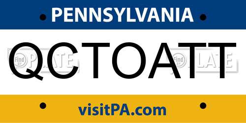 QCTOATT Pennsylvania License Plate