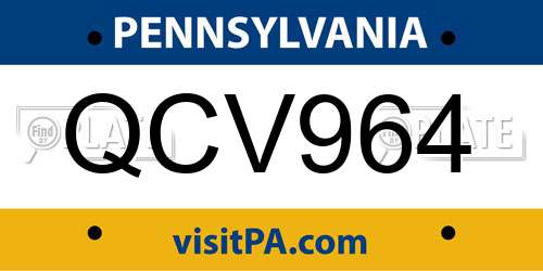 QCV964 Pennsylvania License Plate