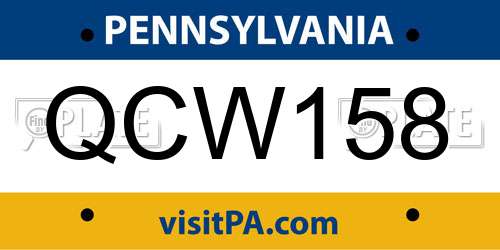 QCW158 Pennsylvania License Plate