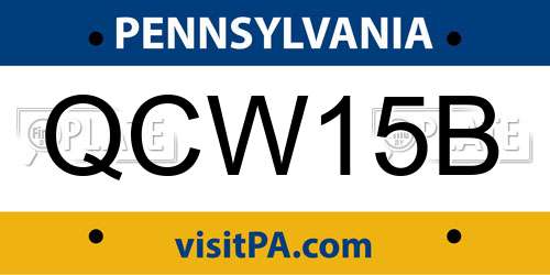 QCW15B Pennsylvania License Plate